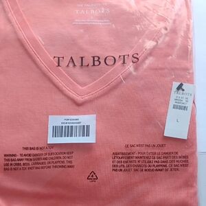 Talbots Coral V-Neck Tee